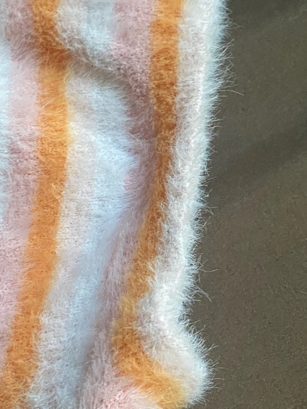 Levi's Fuzzy Short-Sleeve Striped Pullover in Orange and White - Picture 4 of 6